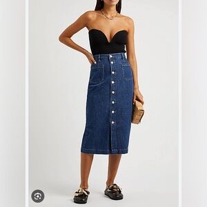 Frame Le Bardot Midi Denim Skirt-Size 27 (4)